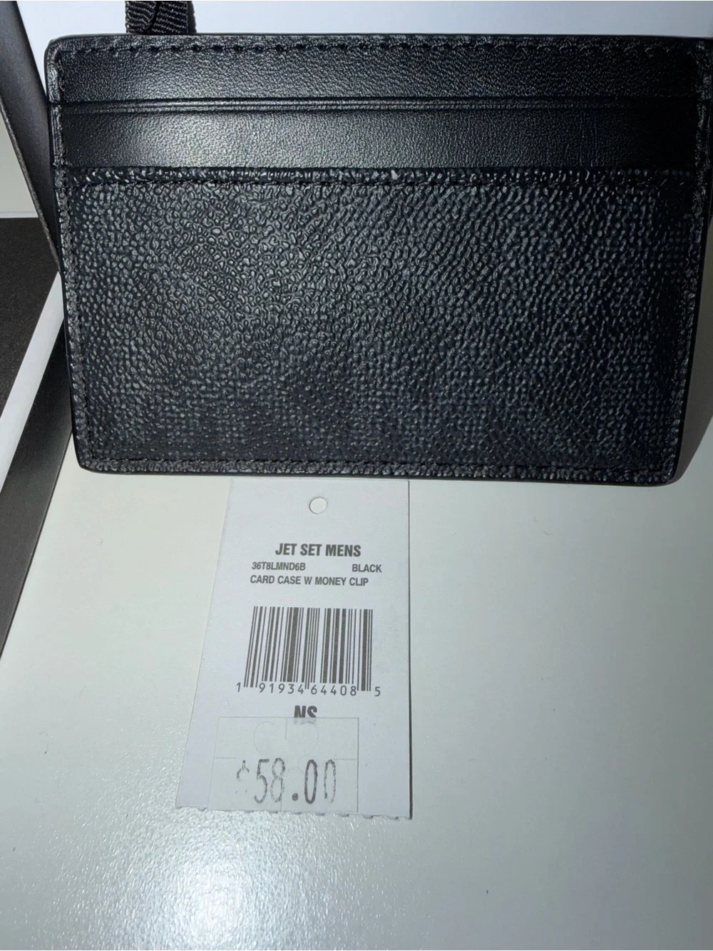 Michael Kors Black Textured Leather Card Case with Money Clip